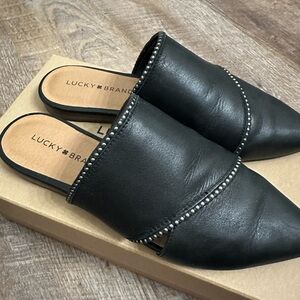 Lucky Brand Black Studded Mules